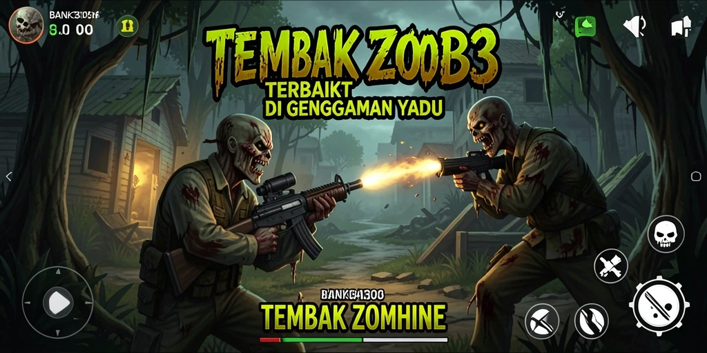 Tampilan antarmuka bermain Tembak Zombie yang dinamis dan menarik.