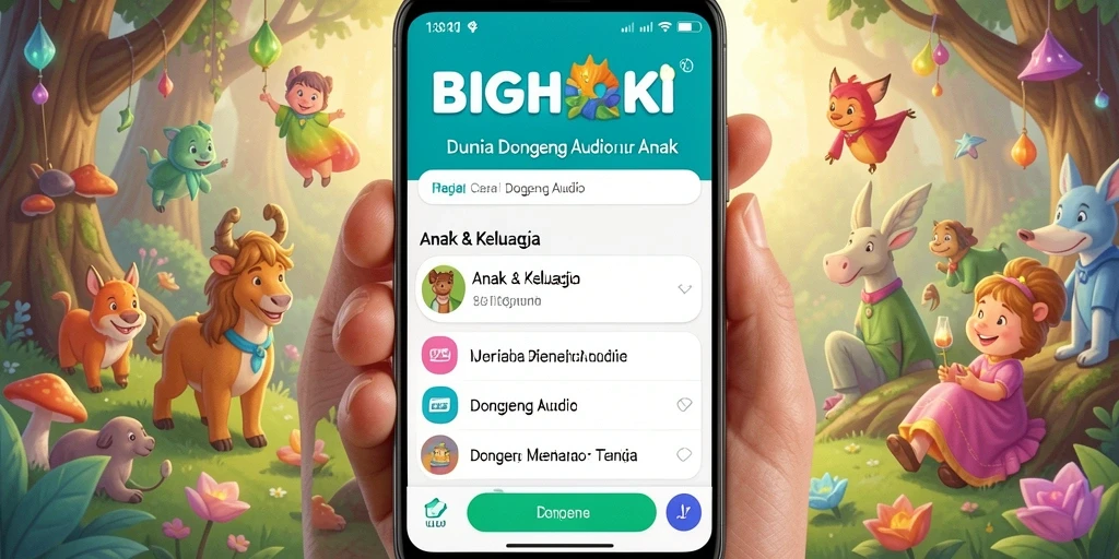 Tampilan antarmuka BIGHOKI yang ramah anak dan menarik.