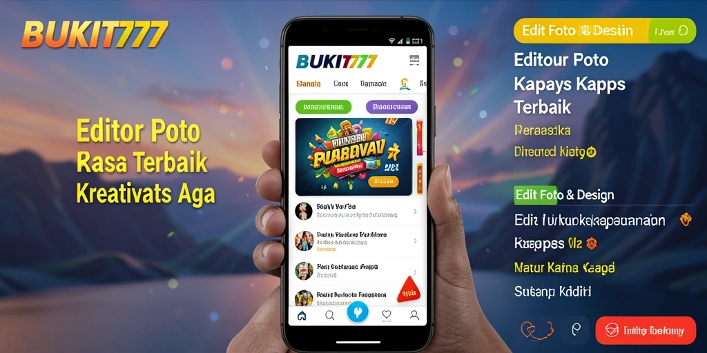 Antarmuka modern BUKIT777 untuk editing foto kertas kaca yang menarik.