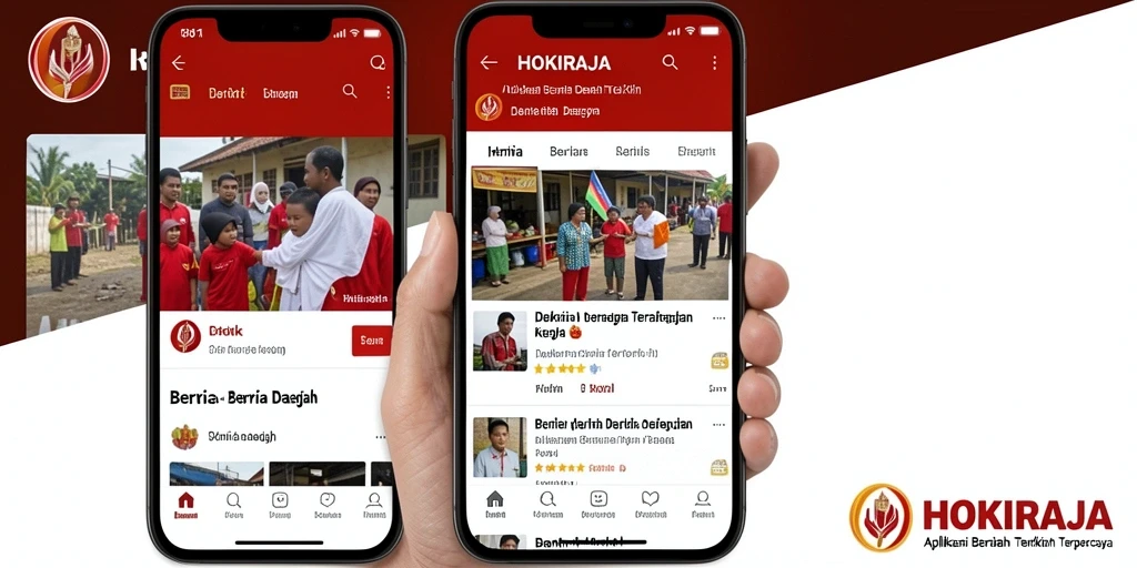 Tampilan antarmuka utama HOKIRAJA yang menampilkan berita daerah.