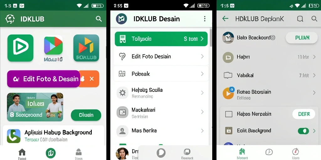 Tampilan antarmuka aplikasi IDKLUB yang memudahkan penghapusan latar belakang.