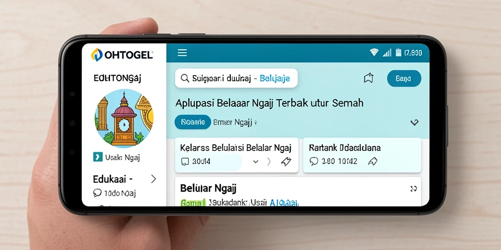 Antarmuka OHTOGEL menampilkan berbagai fitur belajar ngaji yang interaktif.