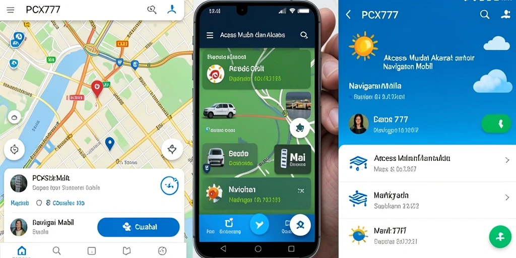 Tampilan antarmuka navigasi mobil PCX777 yang intuitif dan informatif.