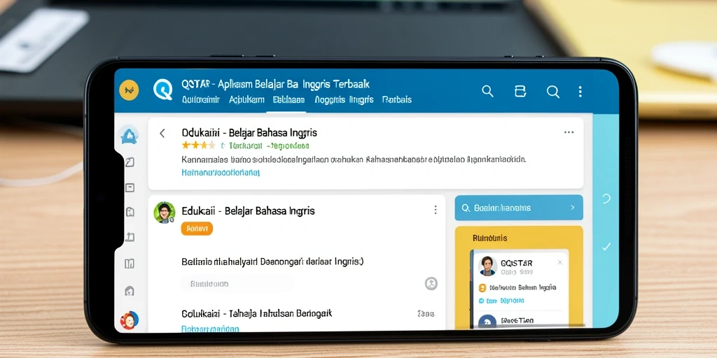 Antarmuka pengguna QQSTAR yang intuitif untuk belajar bahasa Inggris.