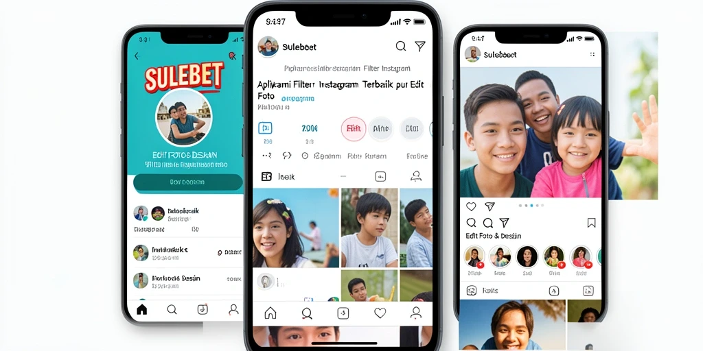 Antarmuka SULEBET dengan berbagai filter menarik untuk edit foto.